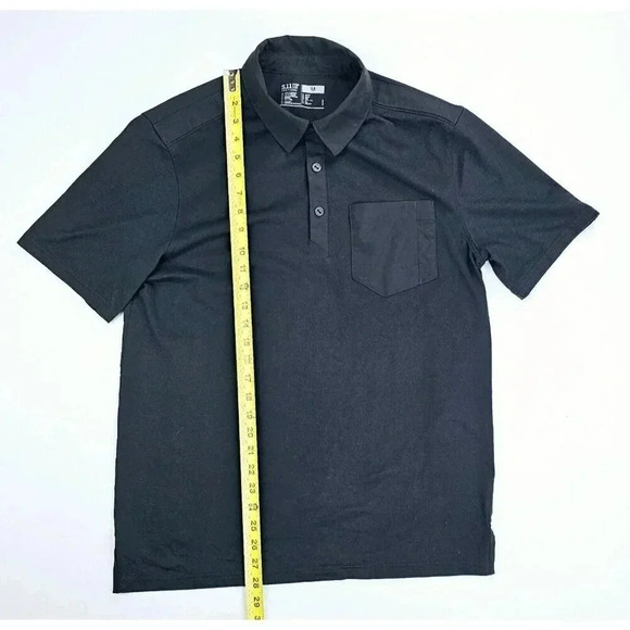 5.11 Tactical Men's Medium Black Short Sleeve Logo Tag Embossed Buttons Polo - Picture 10 of 11